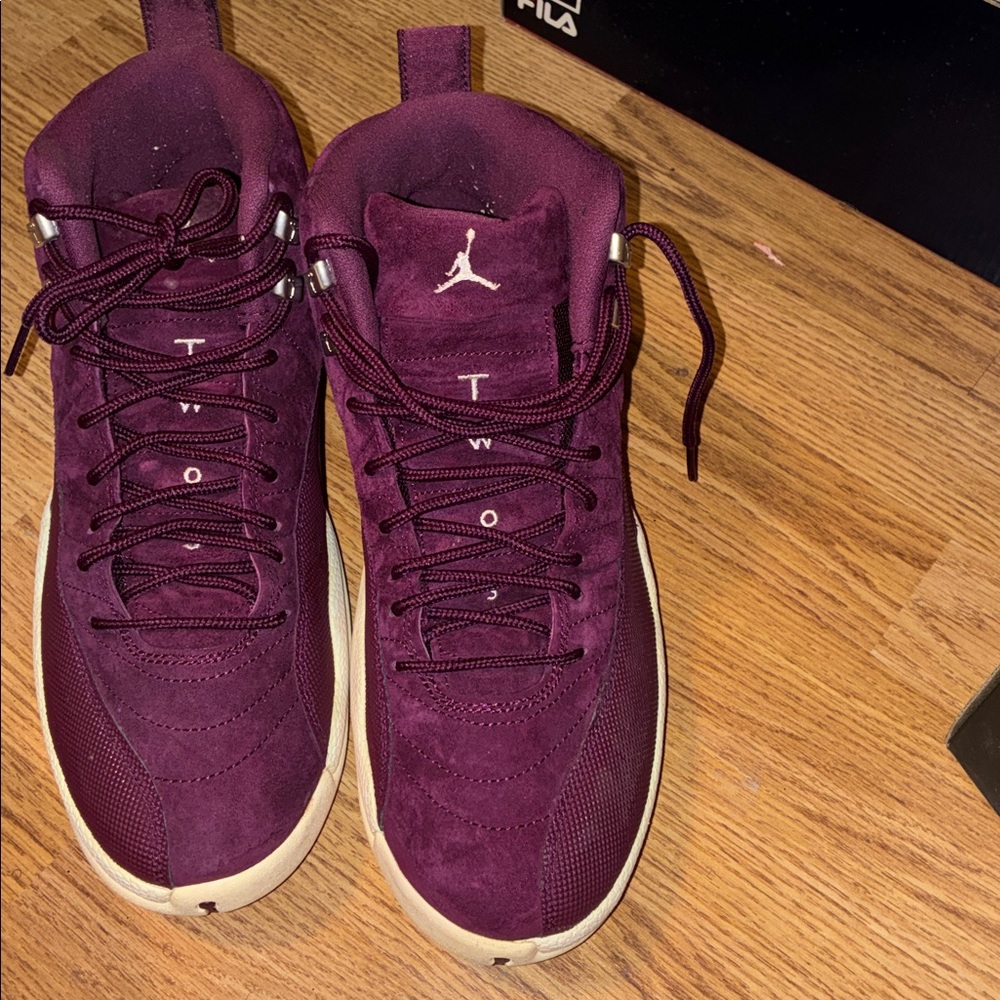Jordan Burgundy High-Top Sneakers with White Soles